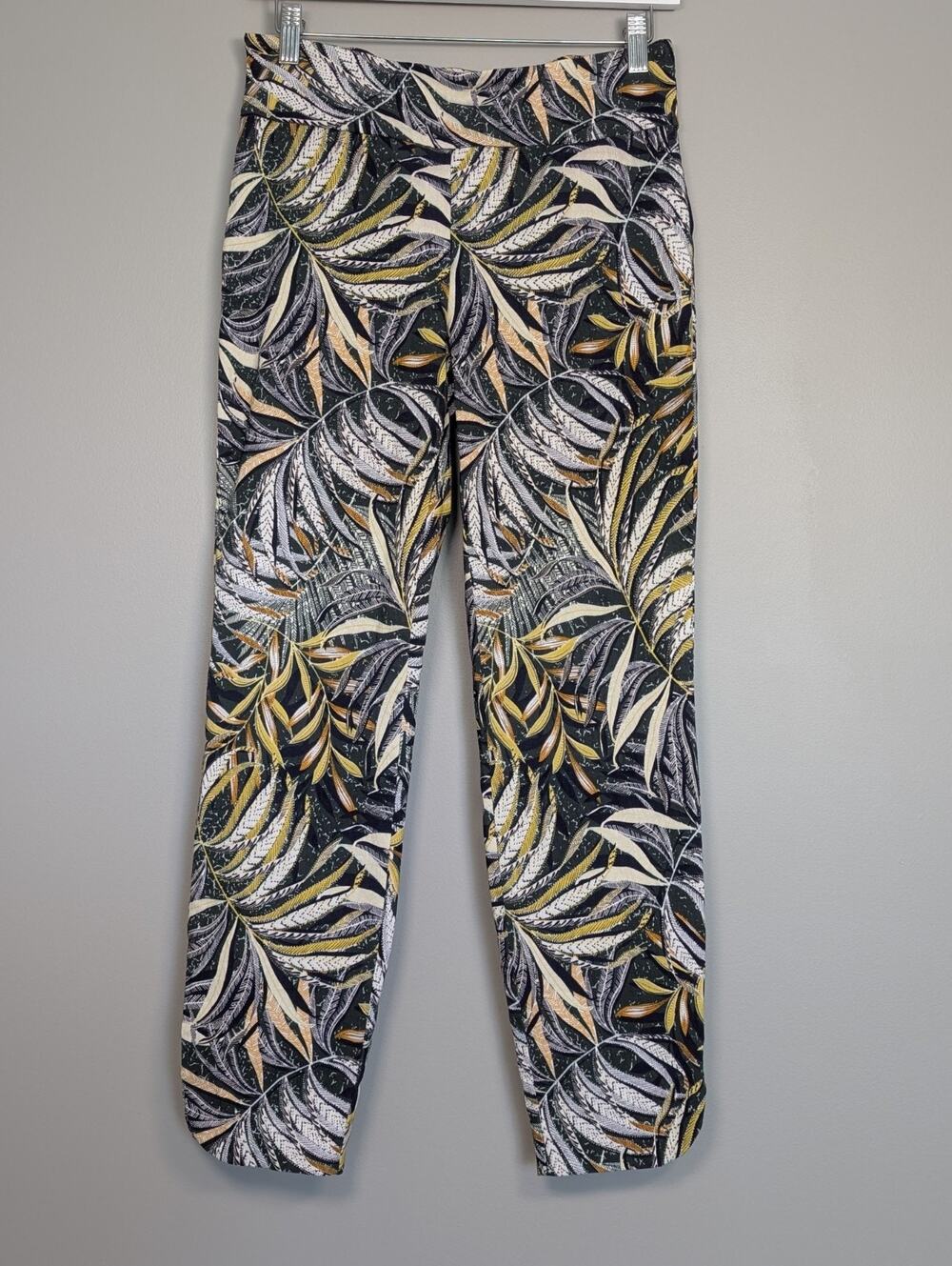 Tropical Palm Leaf Up! Pants Womens Size 8 Crop Ankle High Rise 26" Inseam